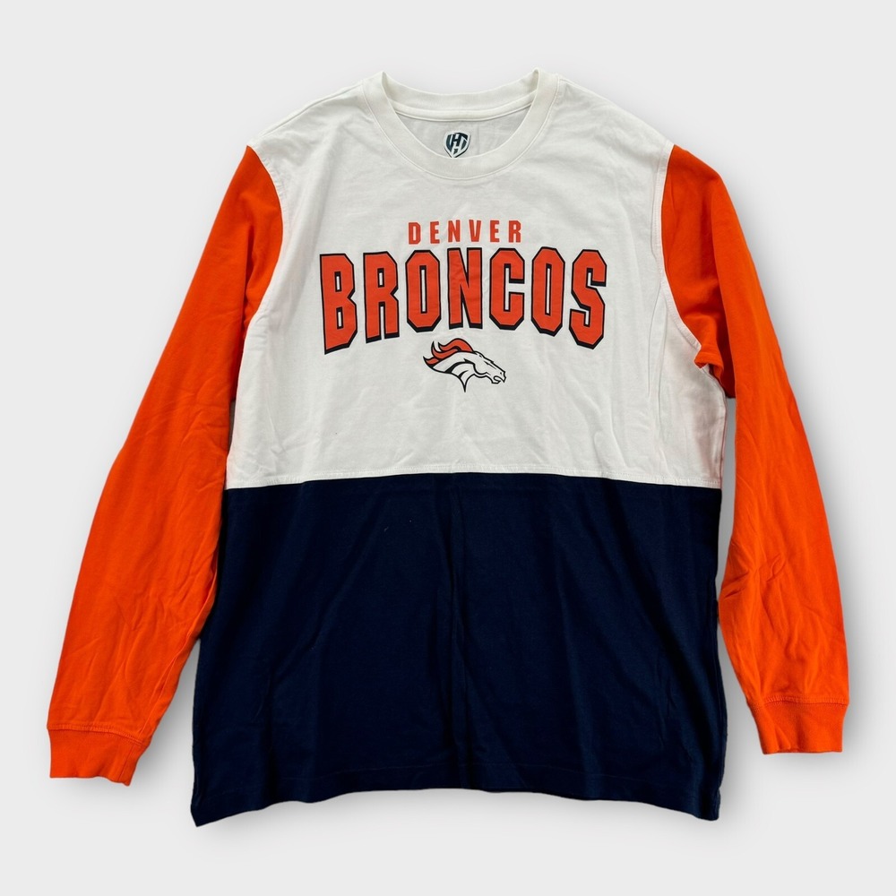 Hands High Denver Broncos T-Shirt Mens XL Orange Cotton Long Sleeve‎ Tee NWOT